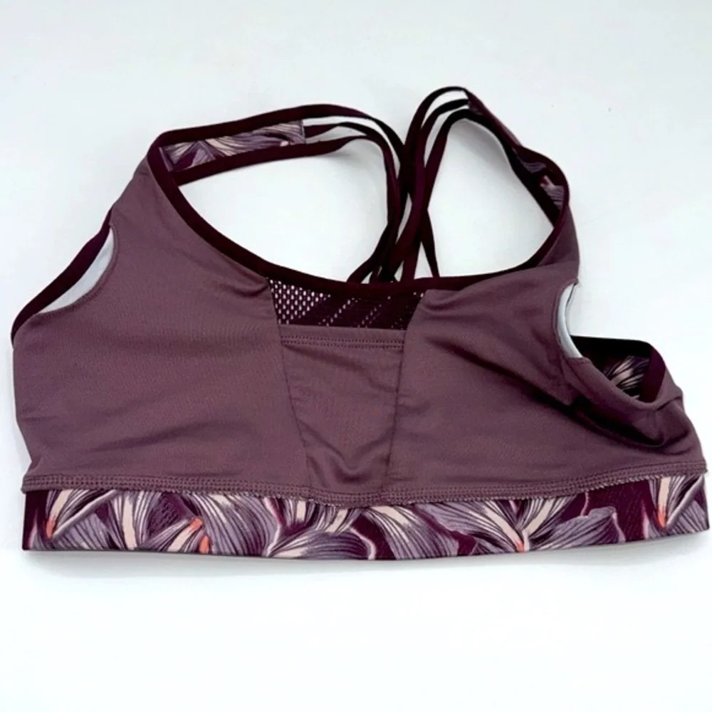UEC Champion floral maroon low impact sports bra low impact support small